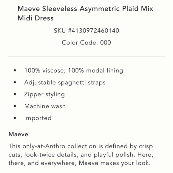 NWT Anthropologie Maeve Asymmetric Plaid Mix Midi Dress Size:S MSRP:$198 - Picture 5 of 7
